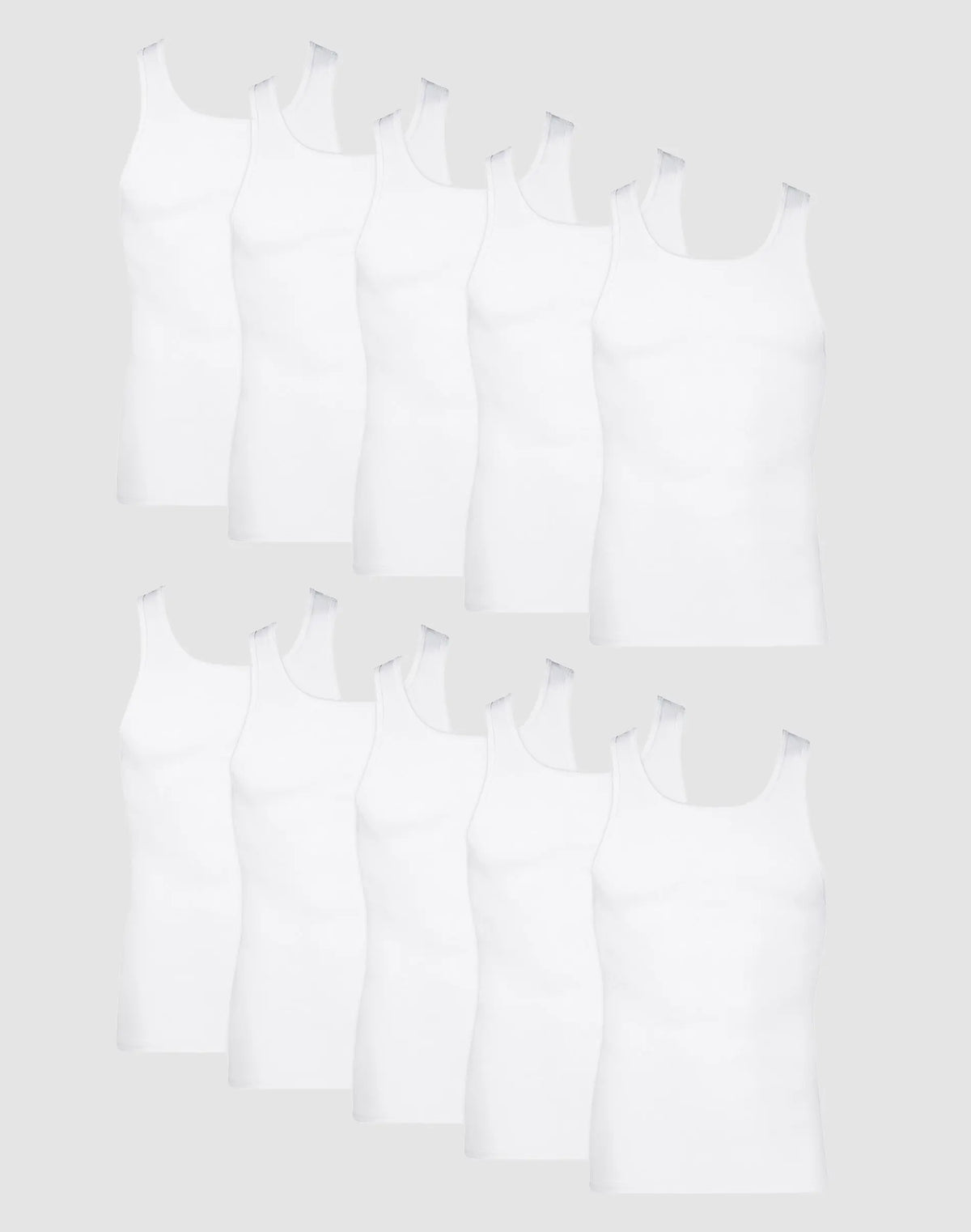 Hanes Men's Cotton Tank Undershirt Moisture-wicking White 10-pack Underwear Multi Pack Comfortable Fit Soft Stretch Fabric Breathable 372z10