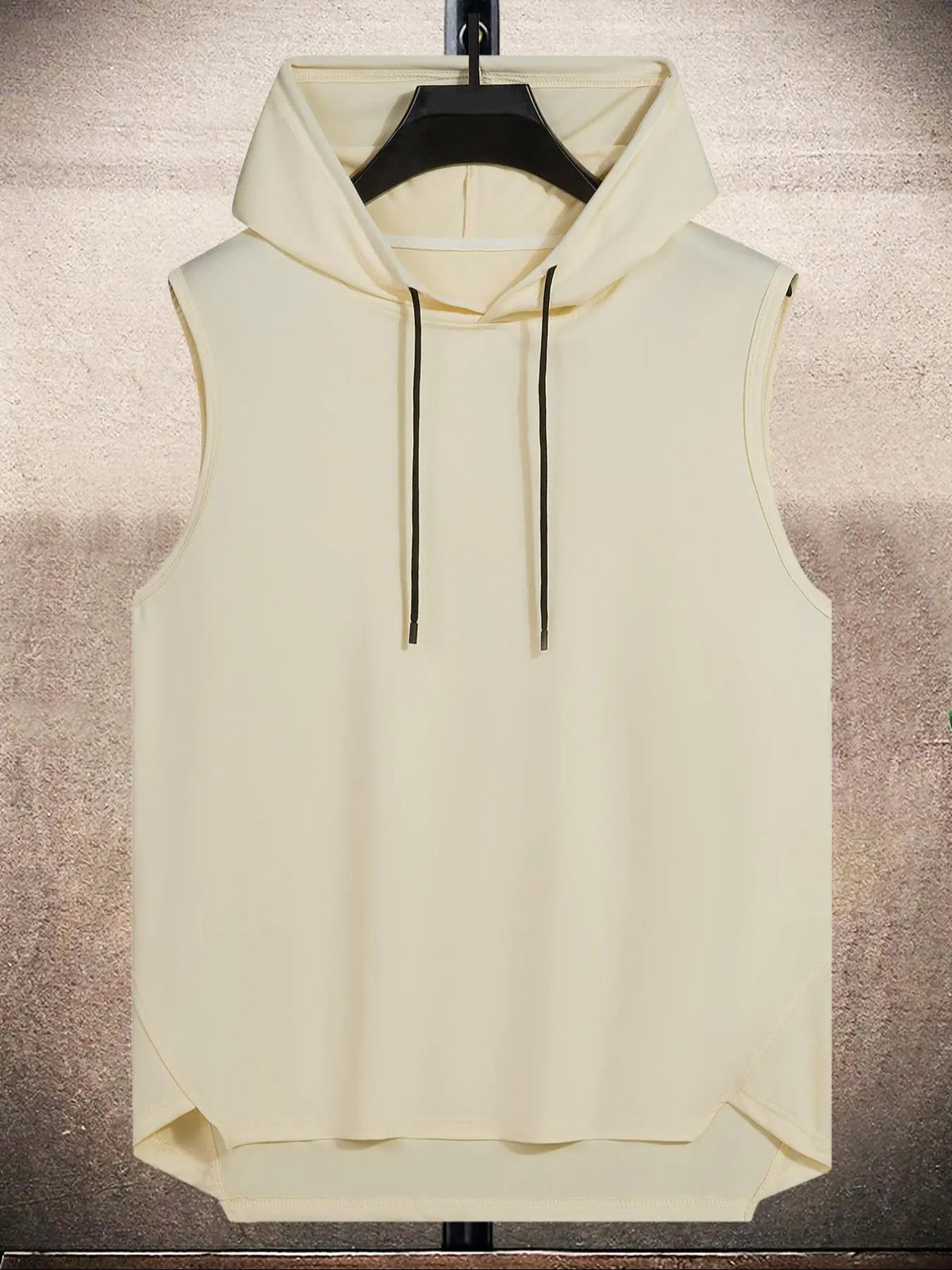 Men's Plain Drawstring High Low Hem Hooded Tank Top, Sleeveless Shirt, Regular Fit Casual Sleeveless Vest, Going Out Top, National Day Clothing, Sleeveless Clothes