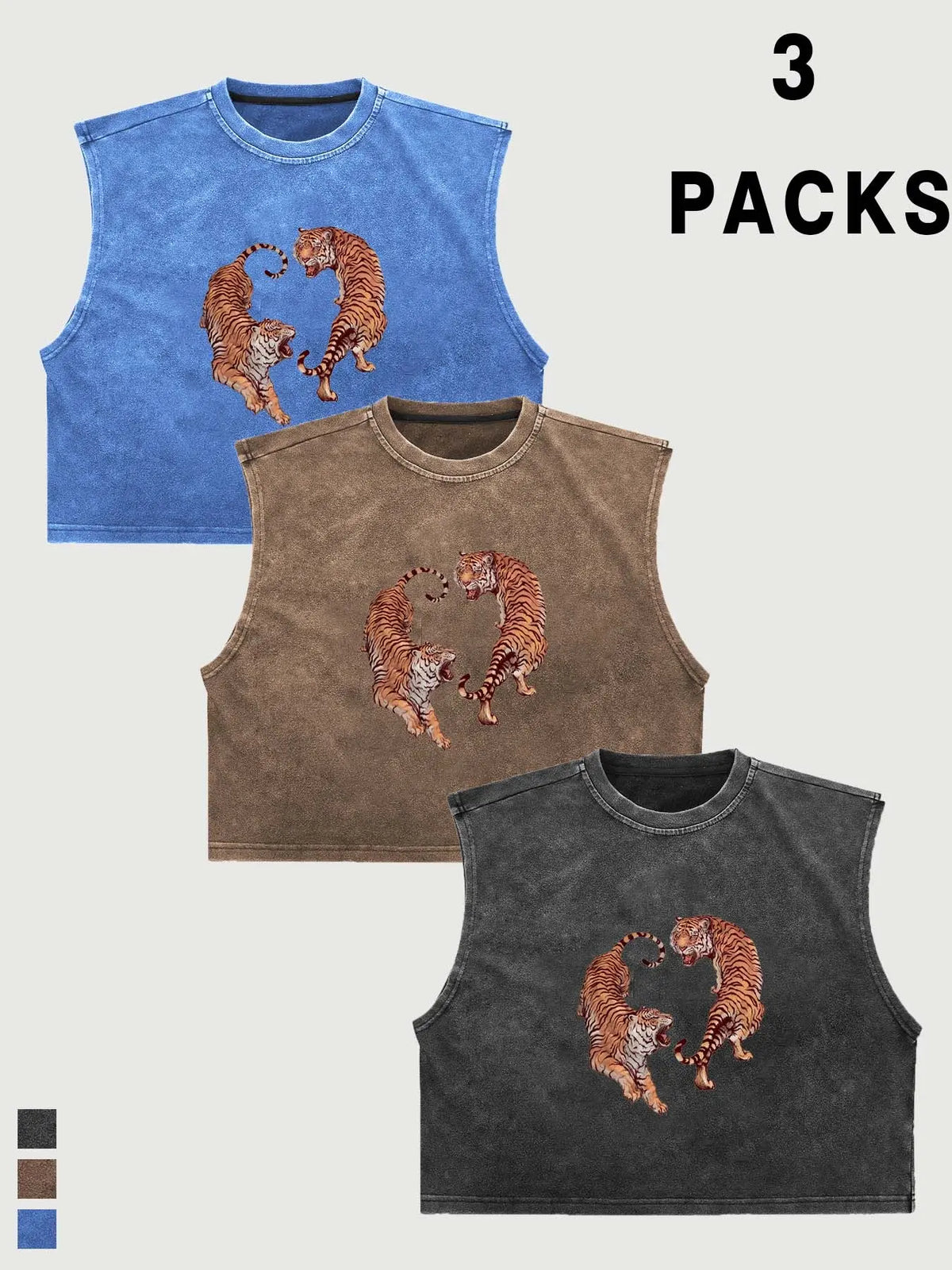 Men's Vintage Washed Animal Tiger Graphic Aesthetic Cropped Urban Street Tank Top, Sleeveless Casual Streetwear, Workout Athletic Muscle Shirt, Sporty Fitted Design, Menswear, Muscle Singlet, Vest Tops