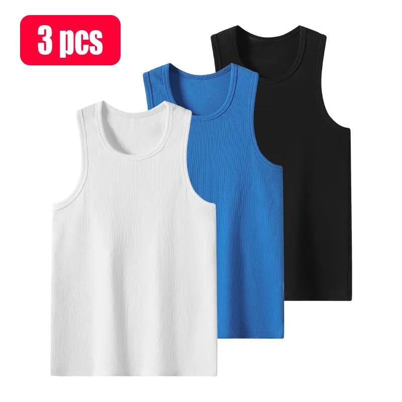 Men's wide-shoulder ribbed vest, high-quality cotton material, suitable for all-day wear, men's vest, solid color fashionable design, loose and casual comfort combined with style, sports vest, sleeveless vest, men's clothing.