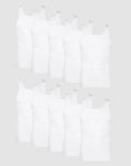 Hanes Men's Cotton Tank Undershirt Moisture-wicking White 10-pack Underwear Multi Pack Comfortable Fit Soft Stretch Fabric Breathable 372z10