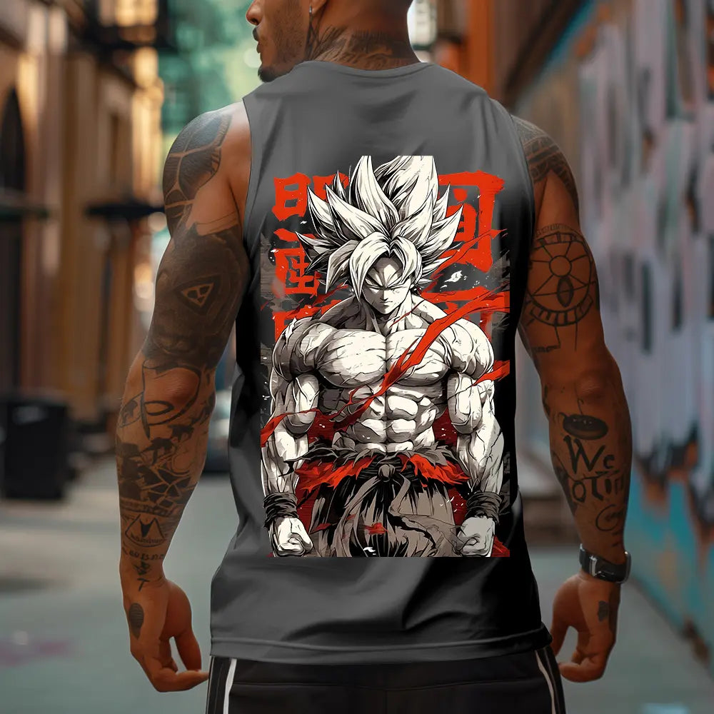 Dragon Ball DBZ Son Goku Unisex Summer Outfits Men Streetwear Top Rated 80s 90s Graphic Tees Cotton Anime Tank Tops Men Gifts Woven Premium Breathable 100% Cotton Super Soft Pre-Shrunk Loose Fit