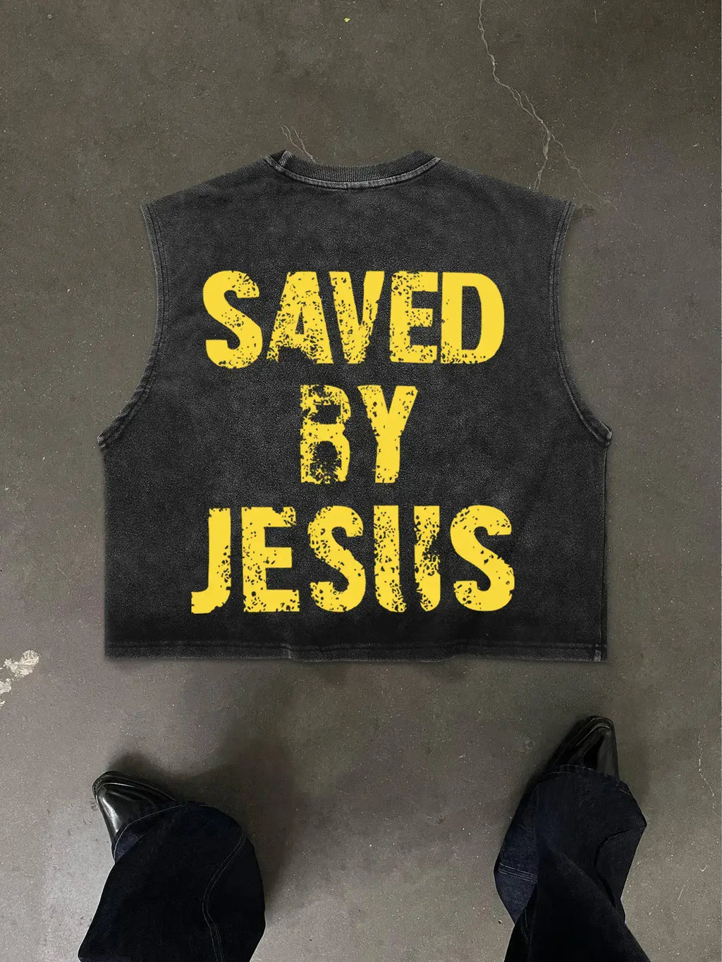 Vintage Street Style Cotton Sleeveless Vest,Street culture slogan print on the back , Loose Fit Casual Wear for All Seasons