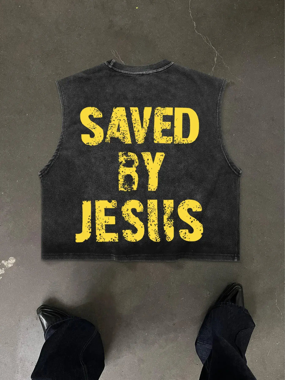 Vintage Street Style Cotton Sleeveless Vest,Street culture slogan print on the back , Loose Fit Casual Wear for All Seasons