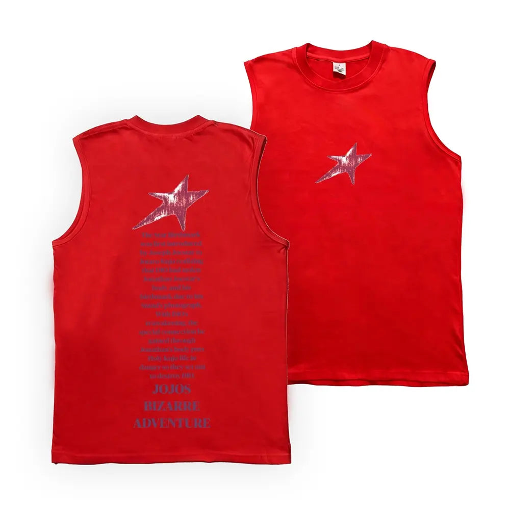 Streetwear Tank Top,JJBA jojo Star Mark anime fashion,gym fit,classical clean style,Sleeveless Cotton Unisex,breathable pure cotton