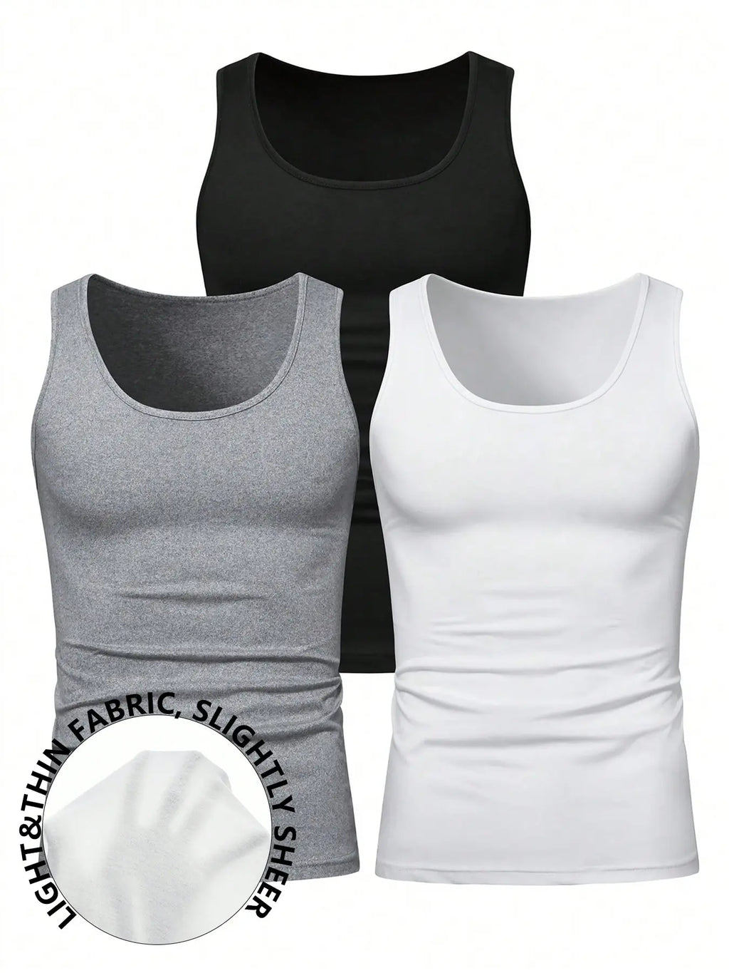 Men's Solid Color Scoop Neck Tank Top, Knitted Tank Tops, Menswear Regular Fit Casual Classic Comfy Breathable Sleeveless Top for Daily Wear, Men's All-Match Clothes for All Seasons, Matching, Summer Sleeveless Top