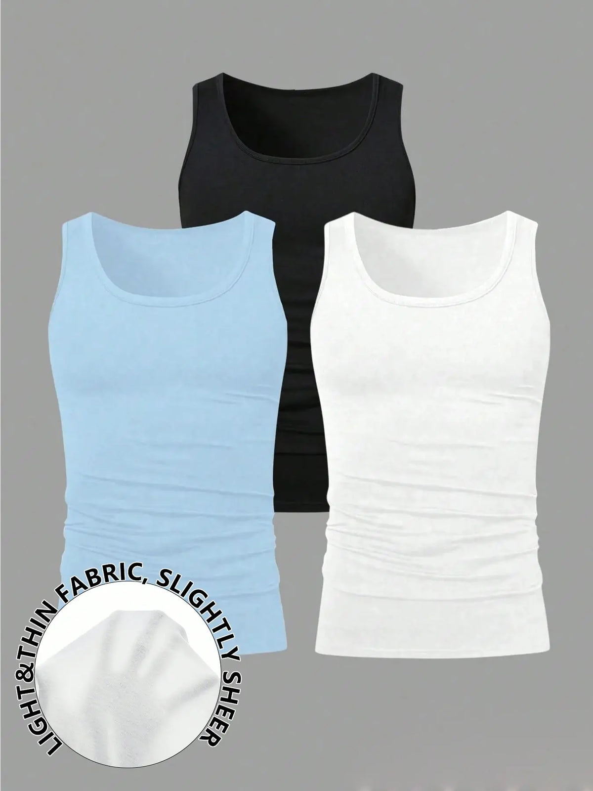 Men's Solid Color Scoop Neck Tank Top, Knitted Tank Tops, Menswear Regular Fit Casual Classic Comfy Breathable Sleeveless Top for Daily Wear, Men's All-Match Clothes for All Seasons, Matching, Summer Sleeveless Top